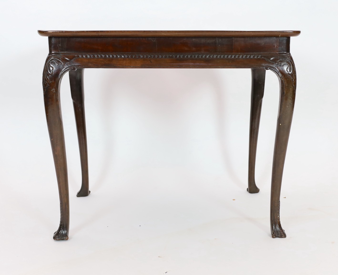 A George I Irish mahogany silver table, width 83cm, depth 55cm, height 69cm